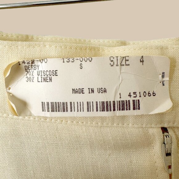 Vintage Linen Blend Pleated Midi Pencil Skirt (4) - Picture 4 of 8